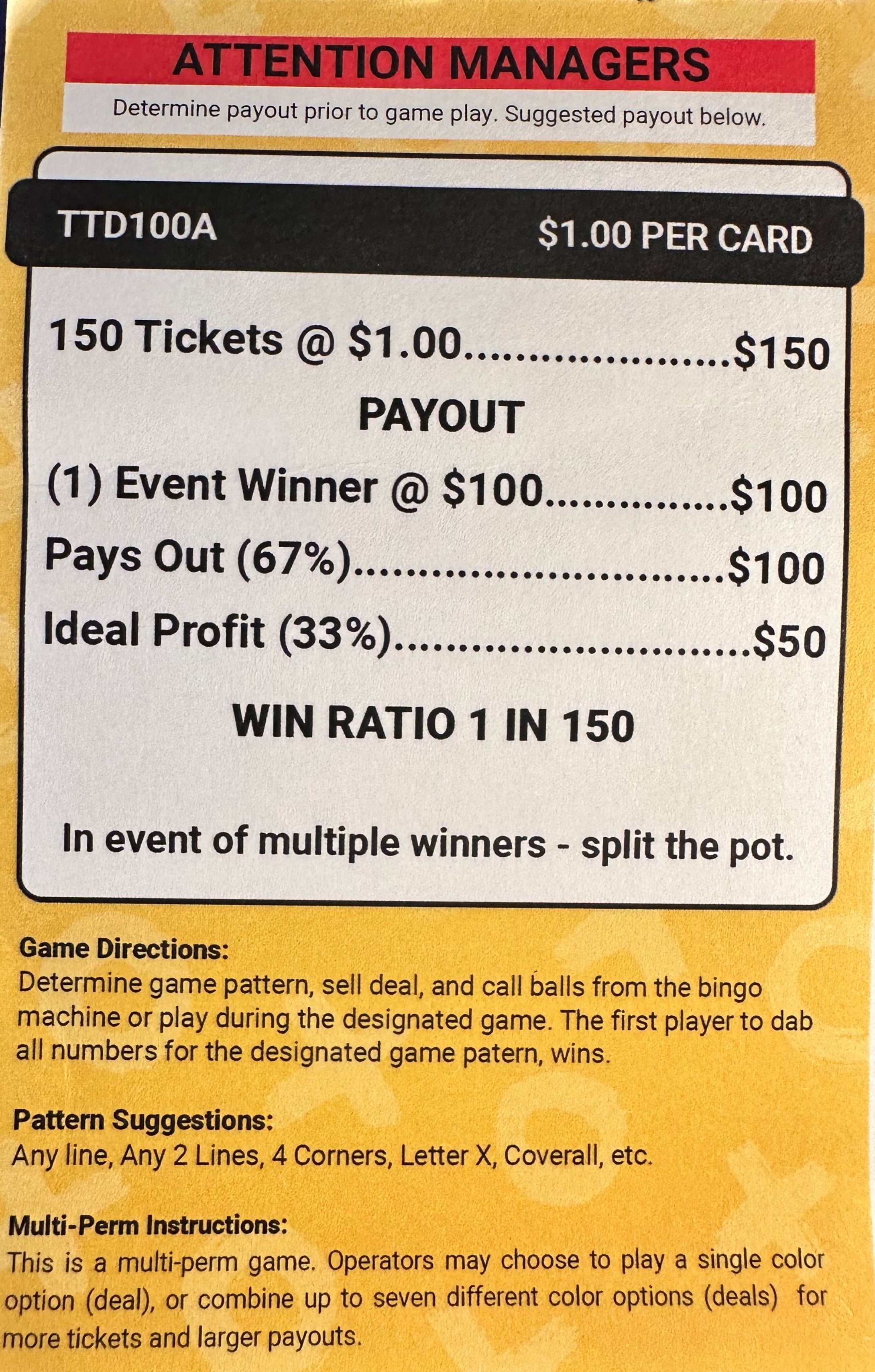 Tic-Tac Dough $100 150ct