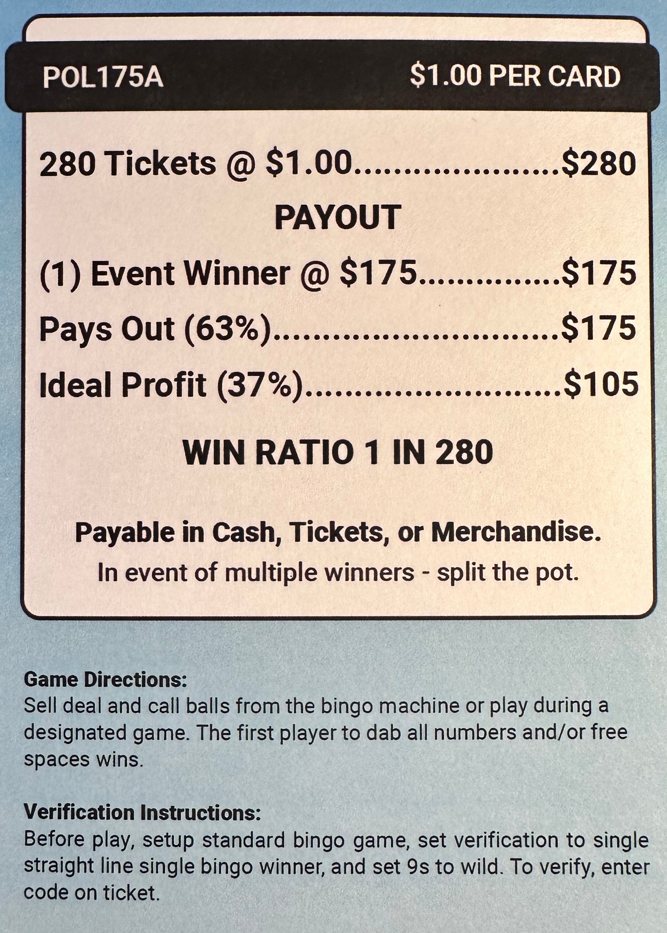 Pot-O-Luck $175 280ct