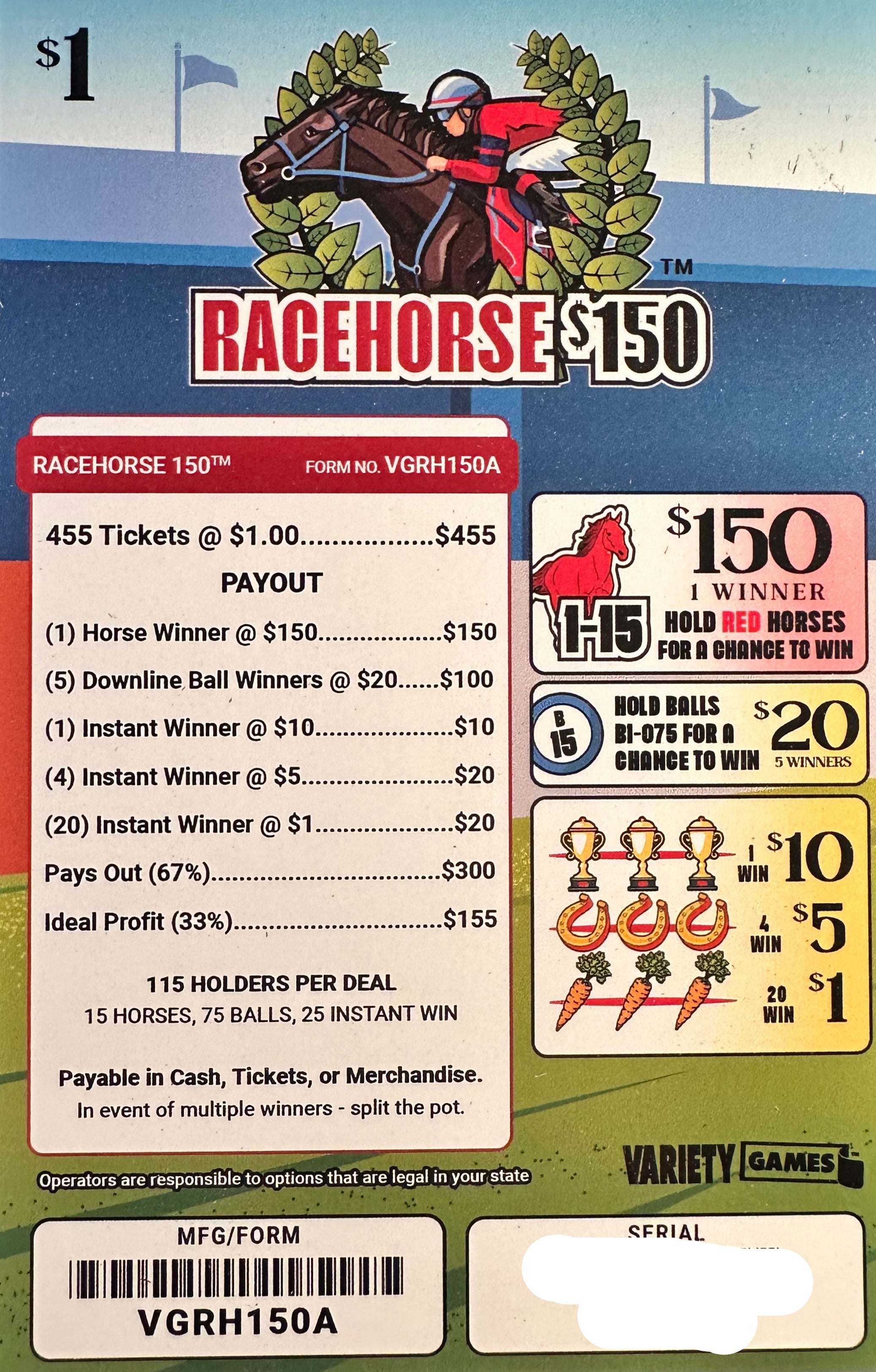 Racehorse $150 455ct