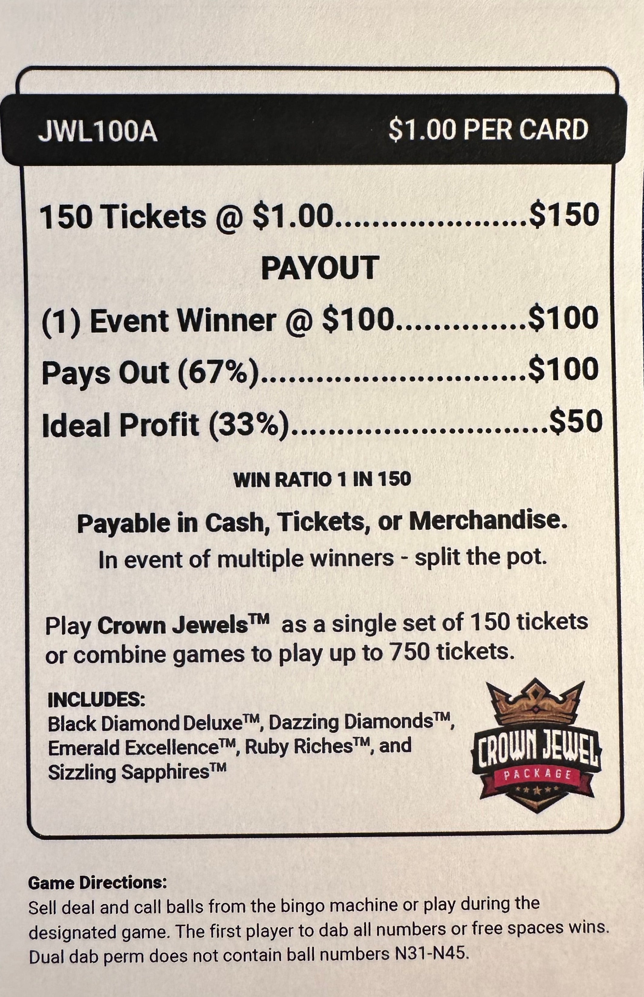 Crown Jewels $100 150ct