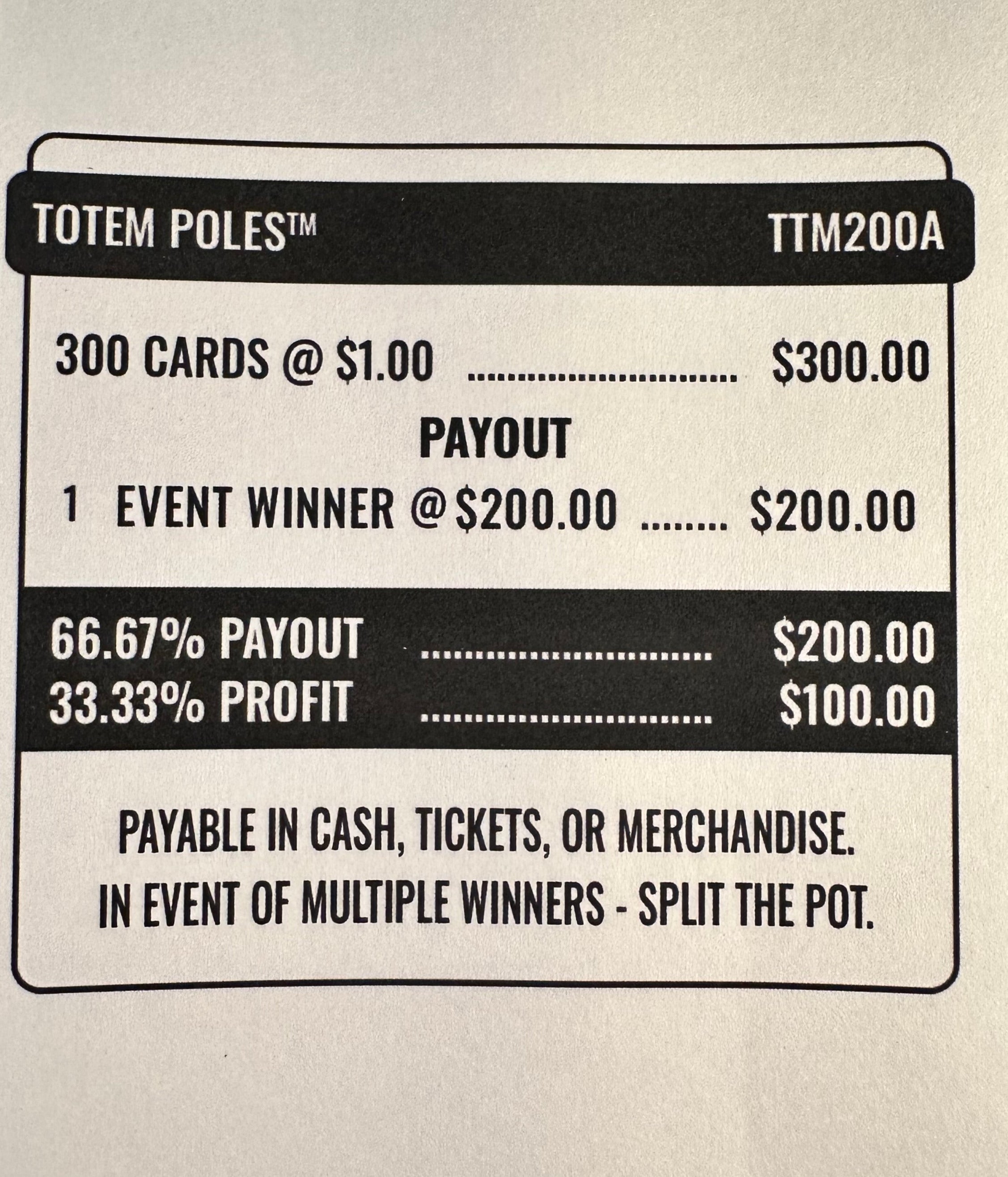 Totem Poles Zipper $200 300ct