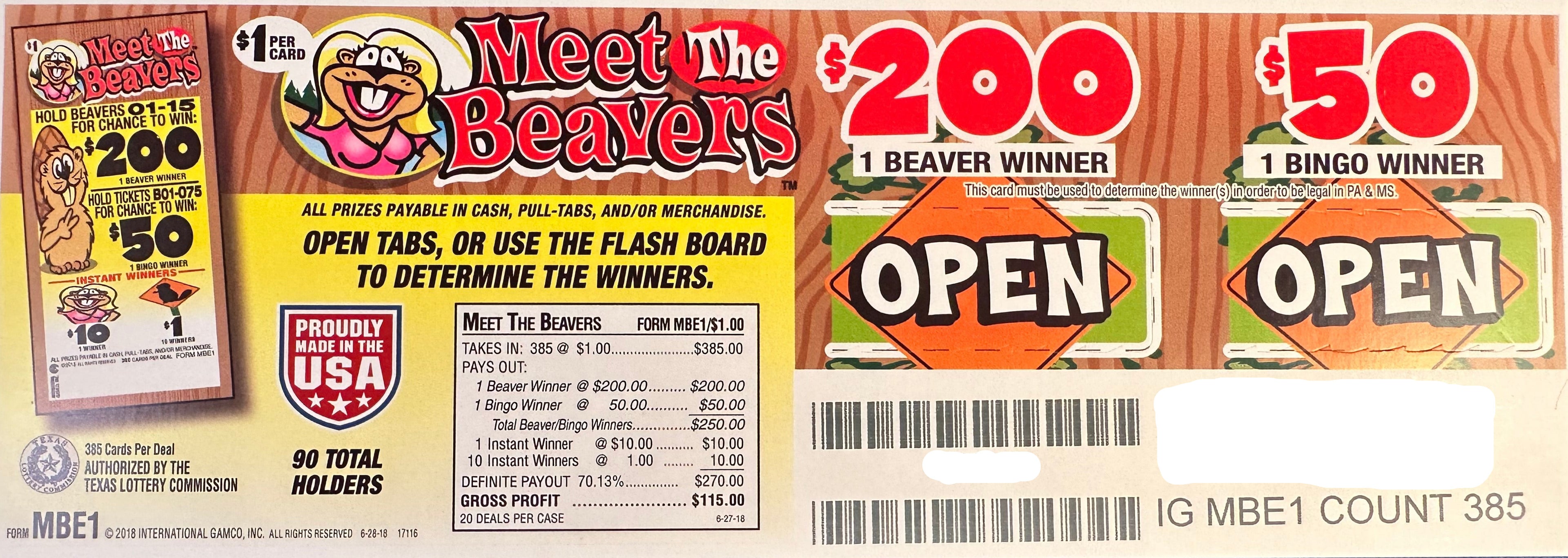 Meet the Beavers $200 385ct