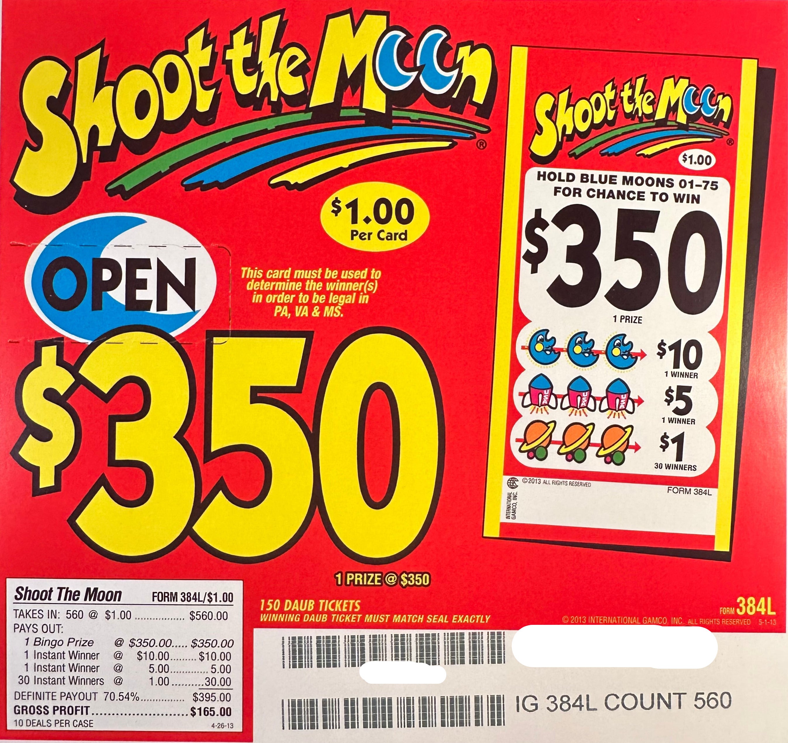 Shoot The Moon $350 560ct