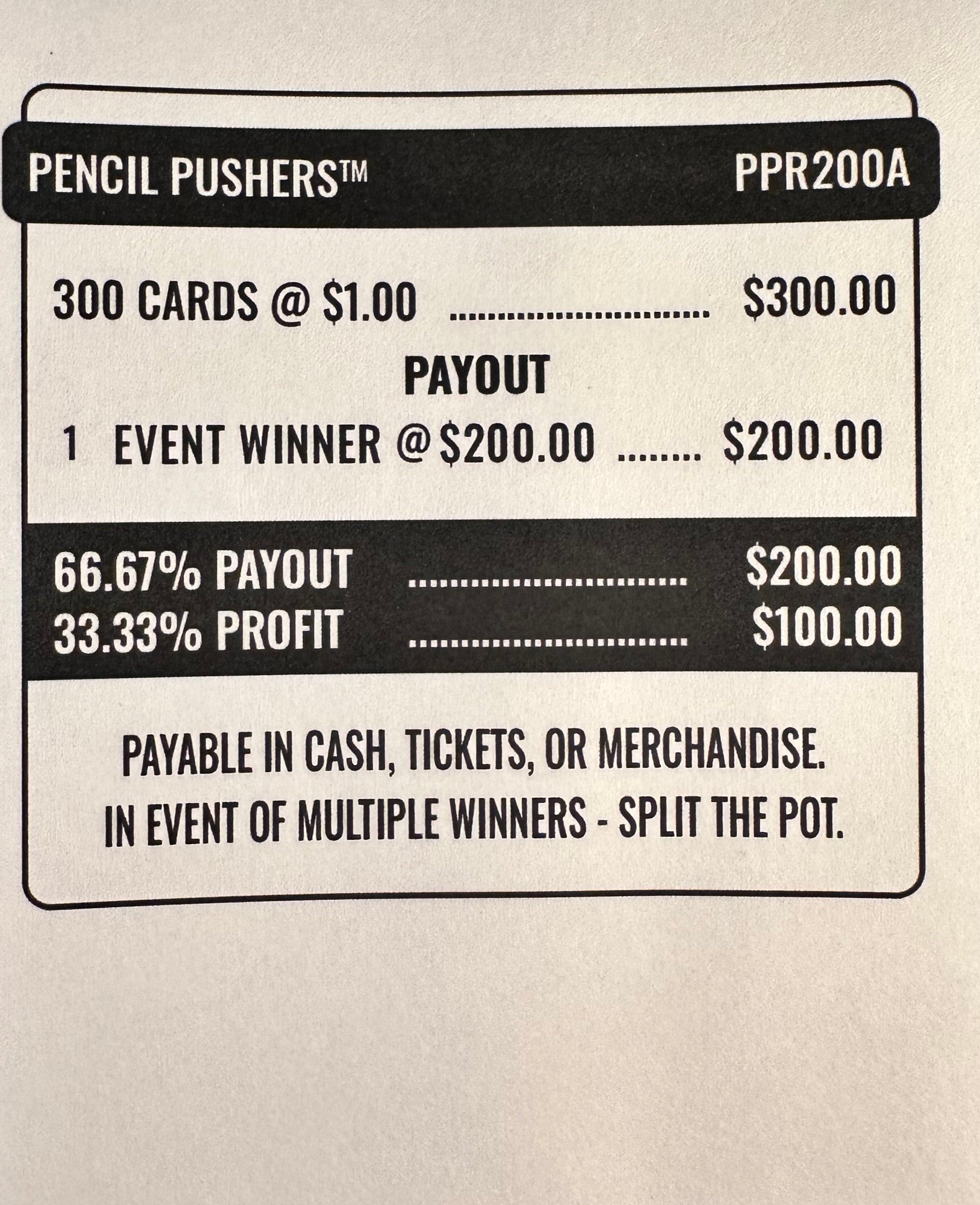 Pencil Pushers Zipper $200 300ct