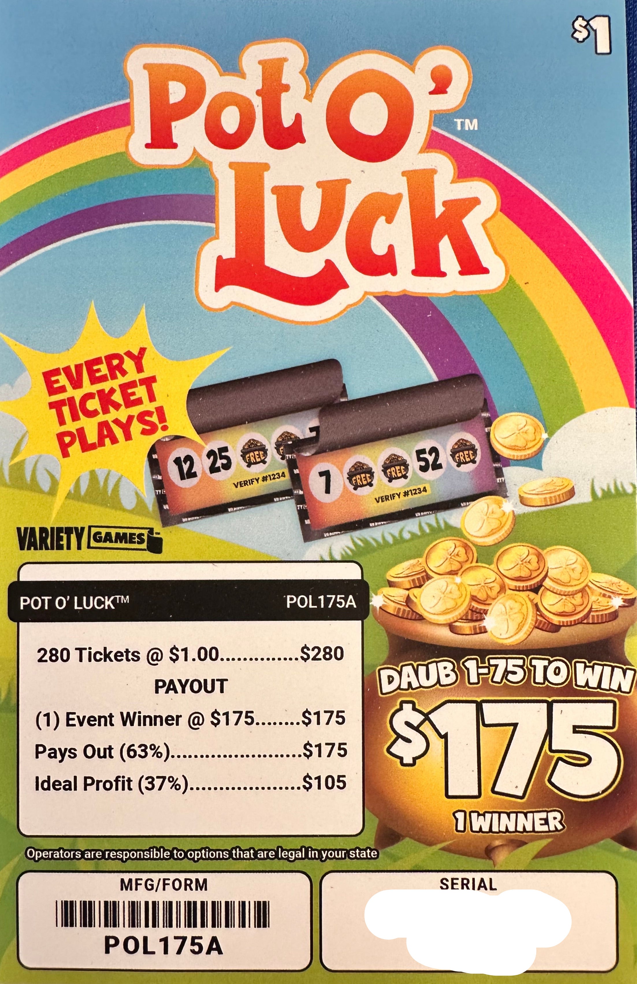 Pot-O-Luck $175 280ct