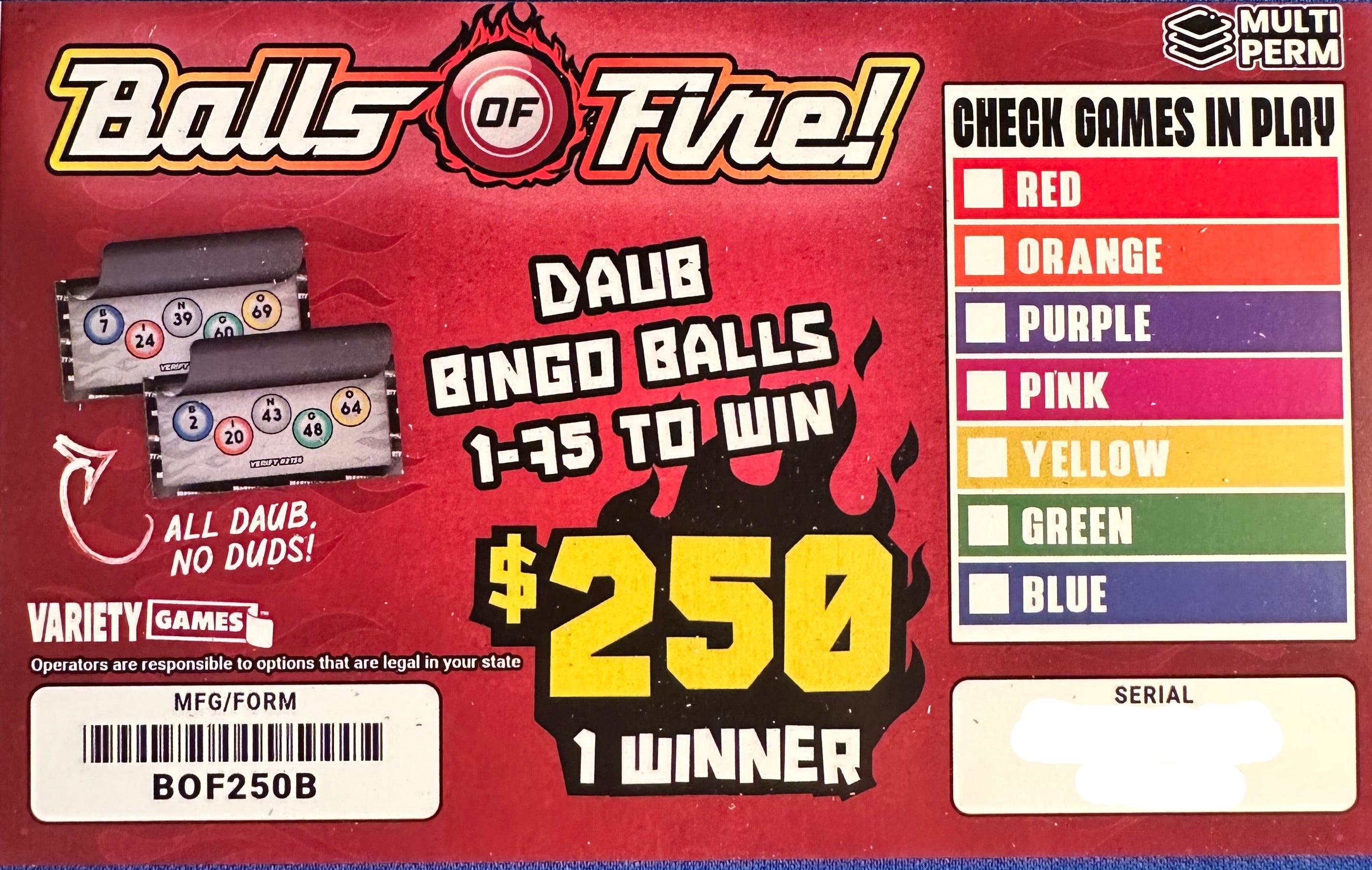 Balls of Fire $250 375ct