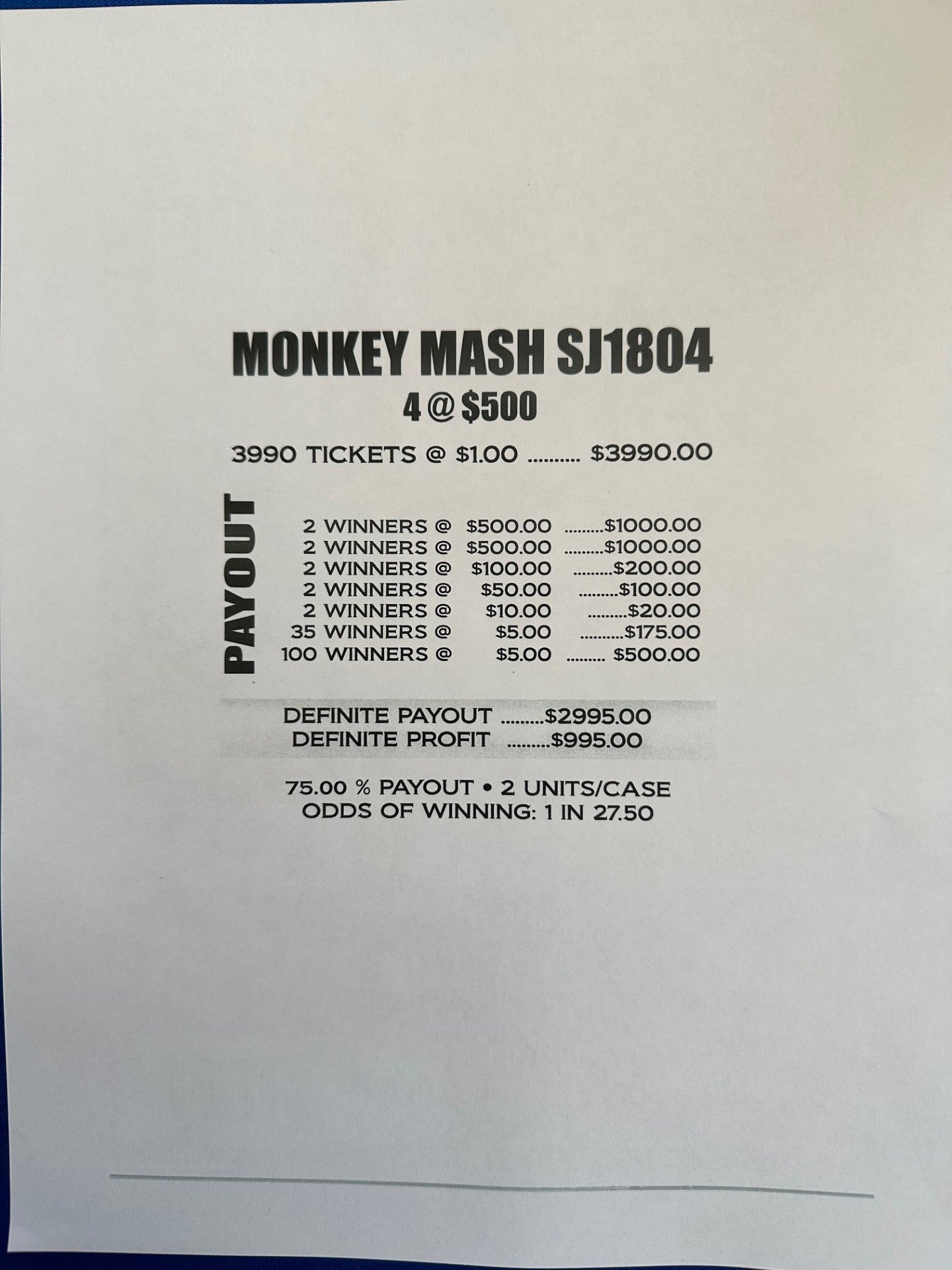 Monkey Mash $1 4@$500