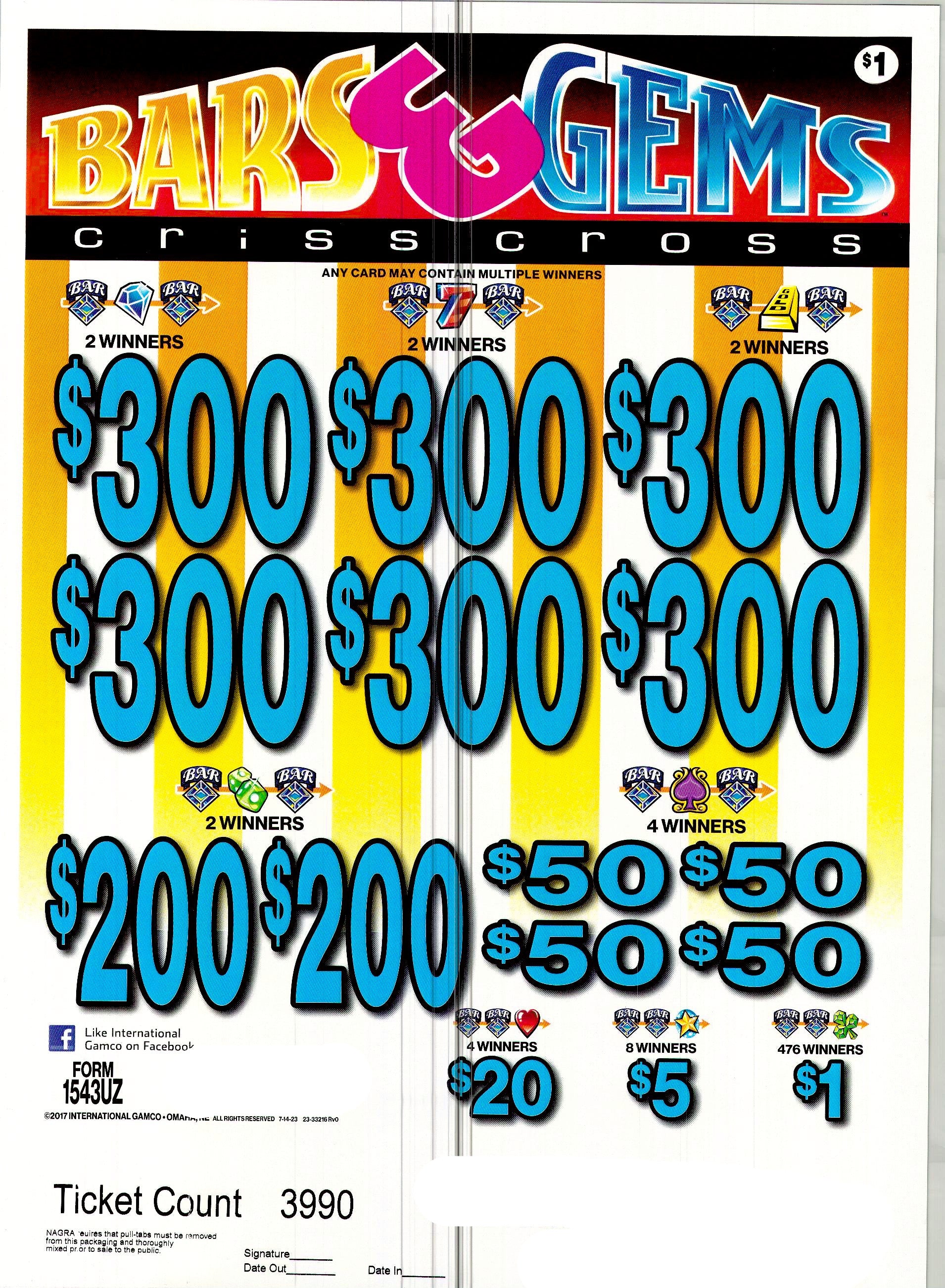 Bars & Gems $1 6@$300