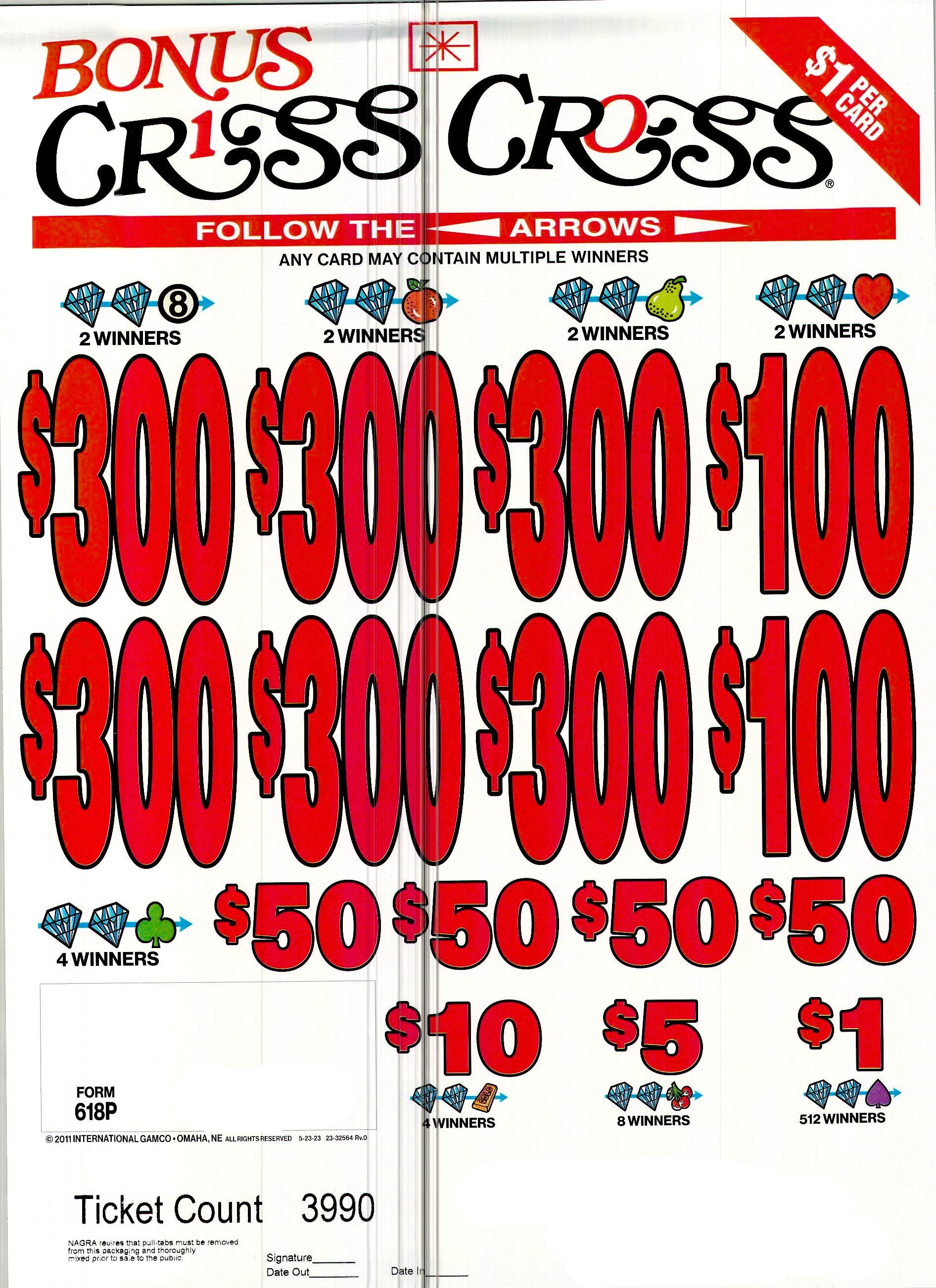 Bonus Criss Cross $1 6@300