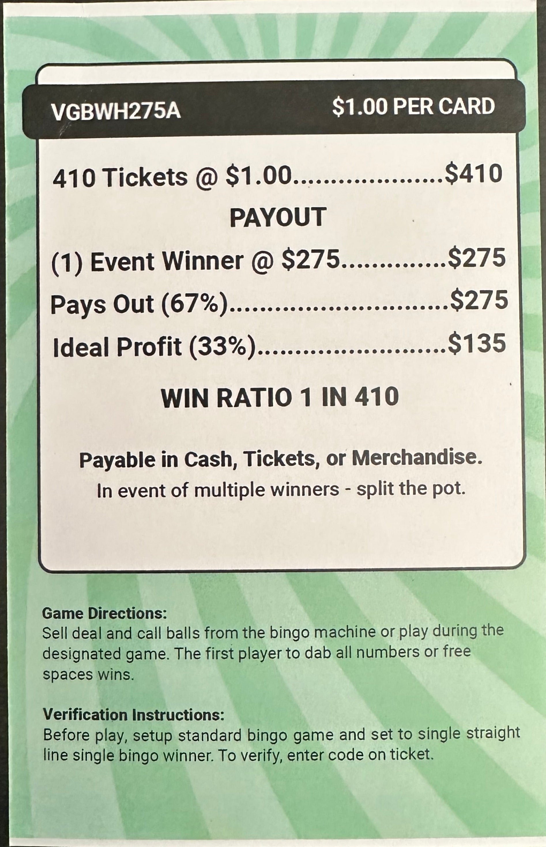 Bonus Wheel $275 410ct