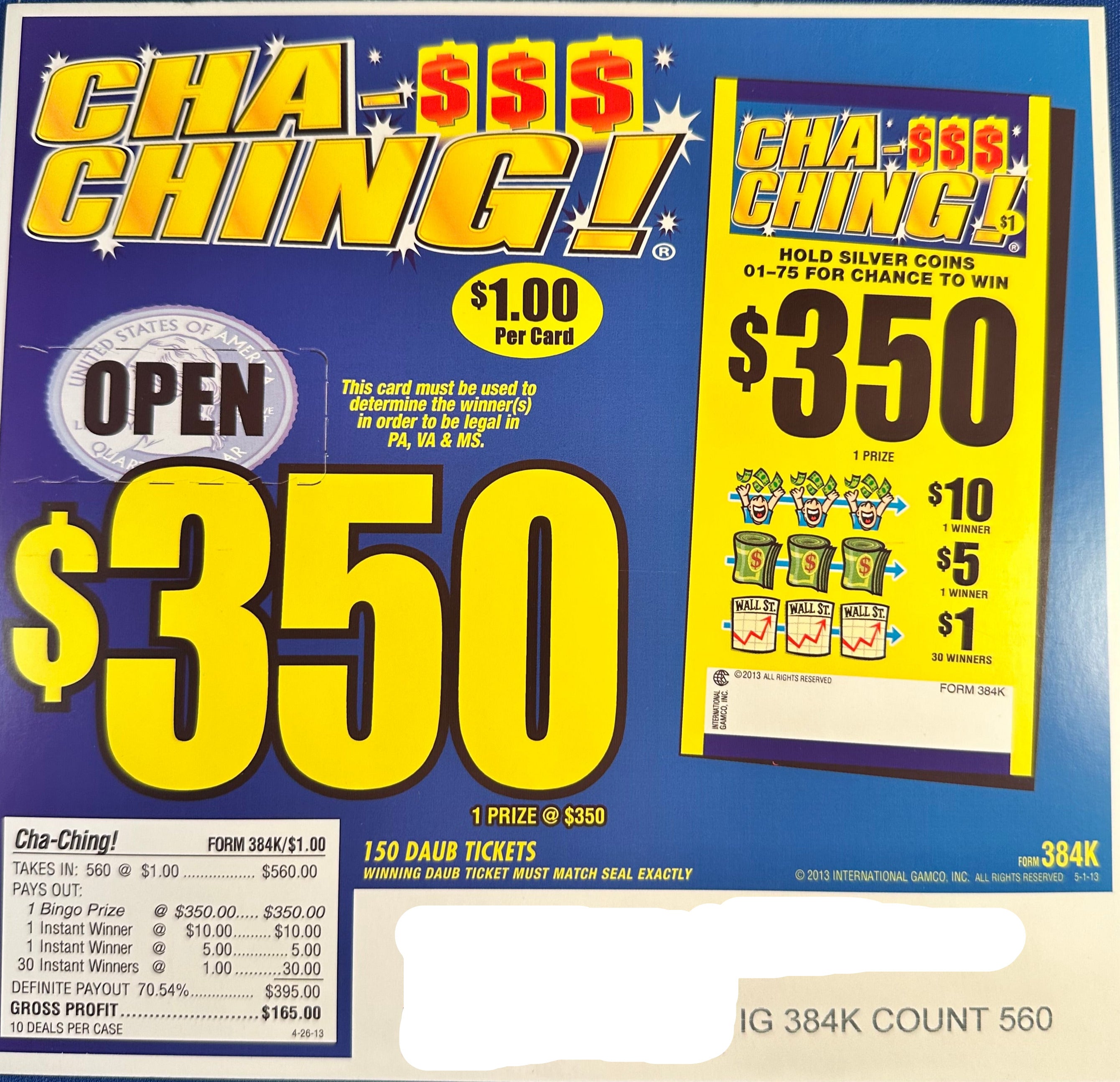 Cha-Ching! $350 560ct