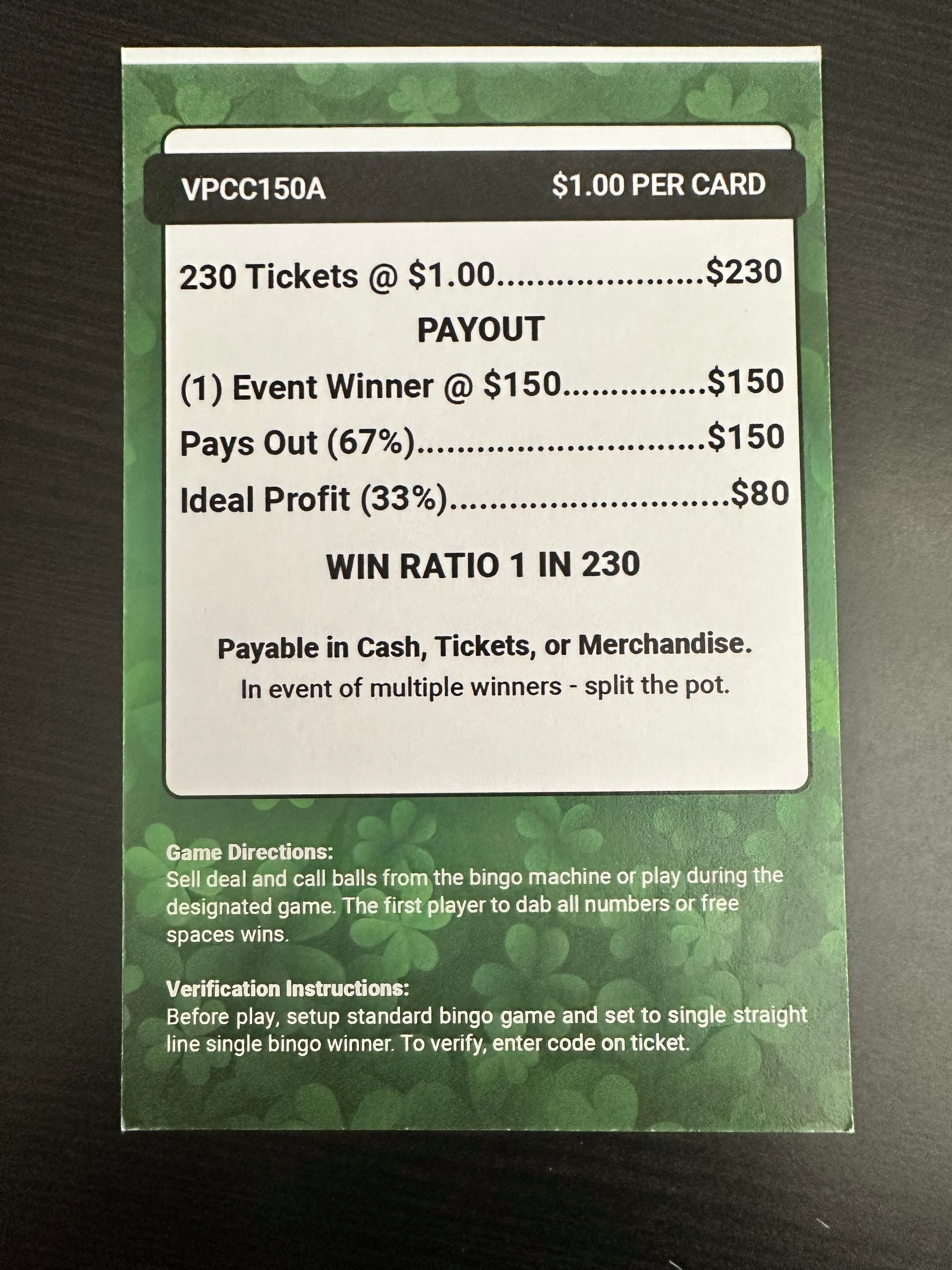 Clover Cash $150 230ct