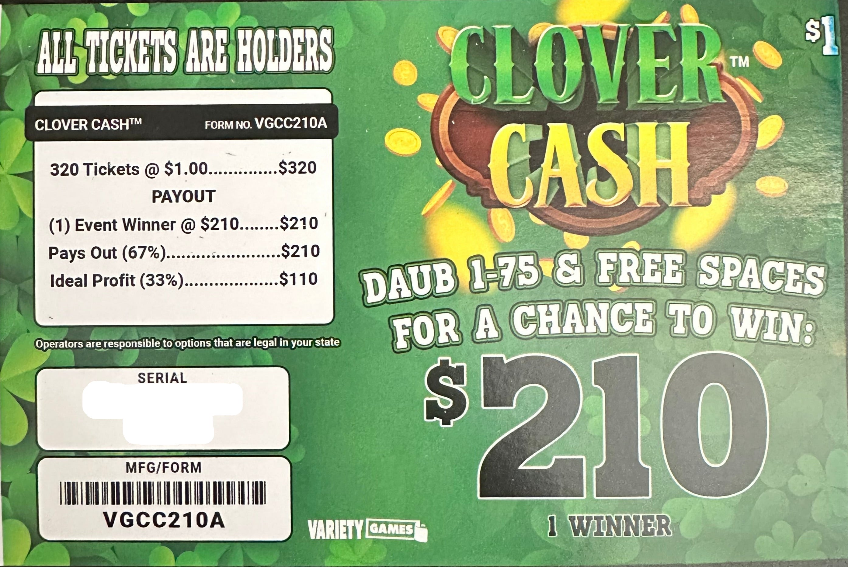Clover $210 320ct