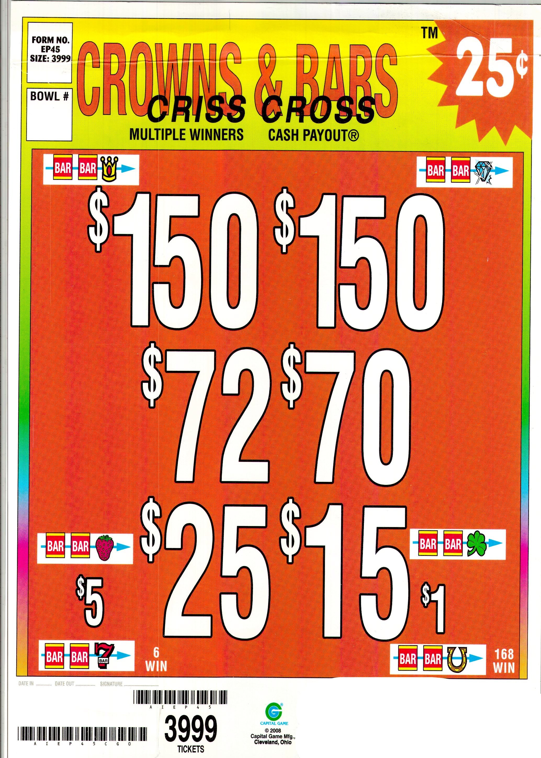 Crowns & Bars $0.25 2@$150