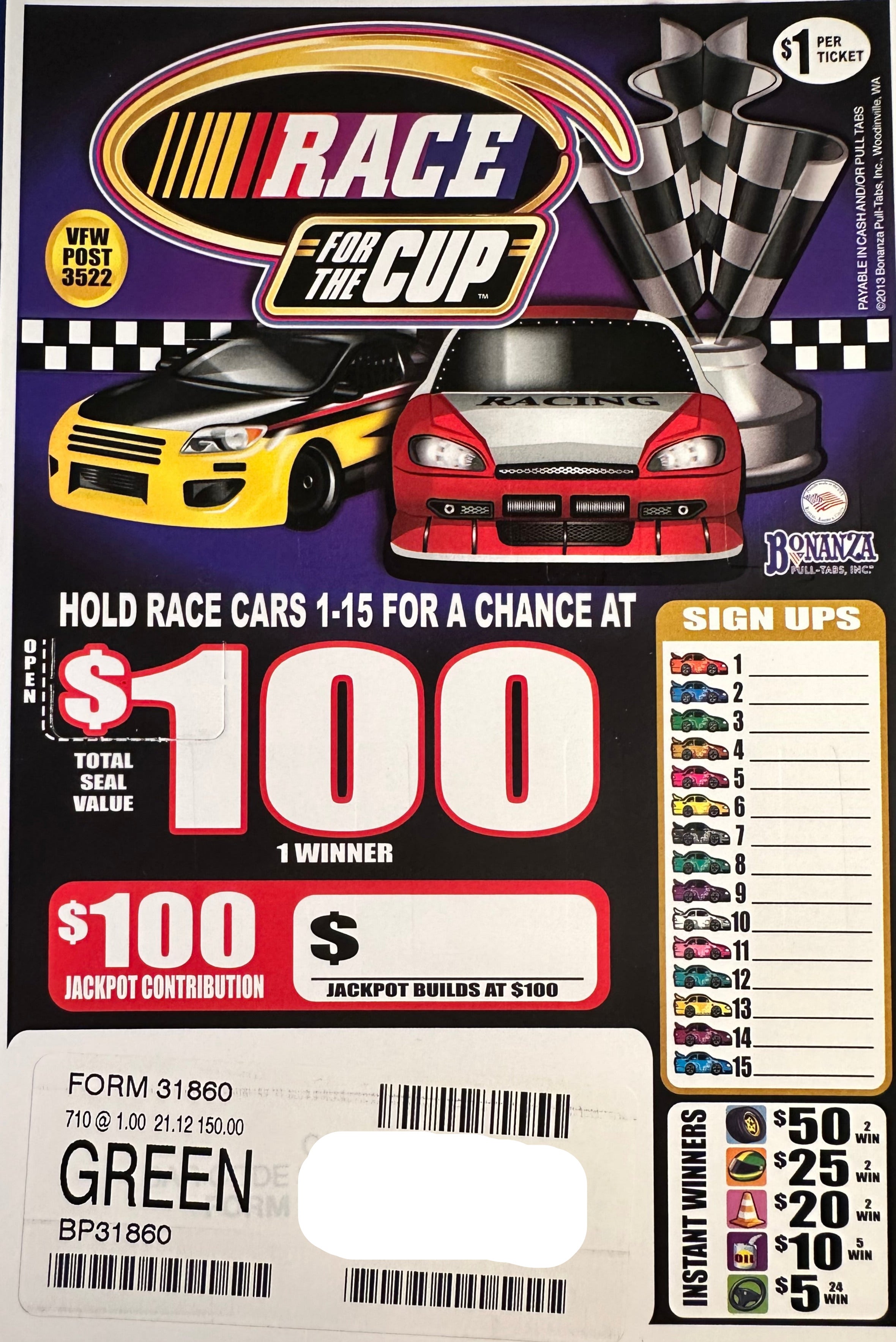 Race For The Cup $100 710ct Progressive Jackpot