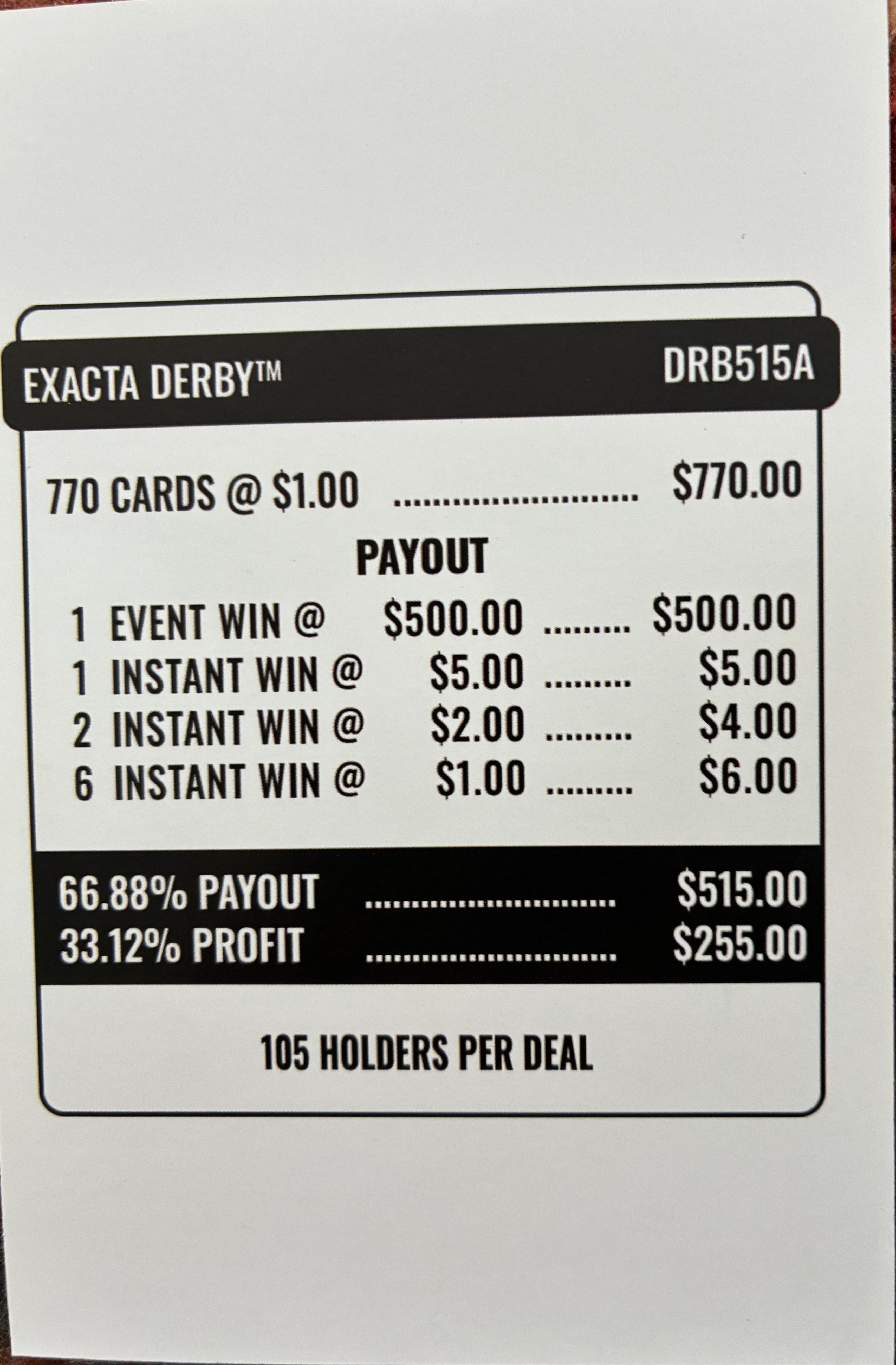Exacta Derby $500 770ct