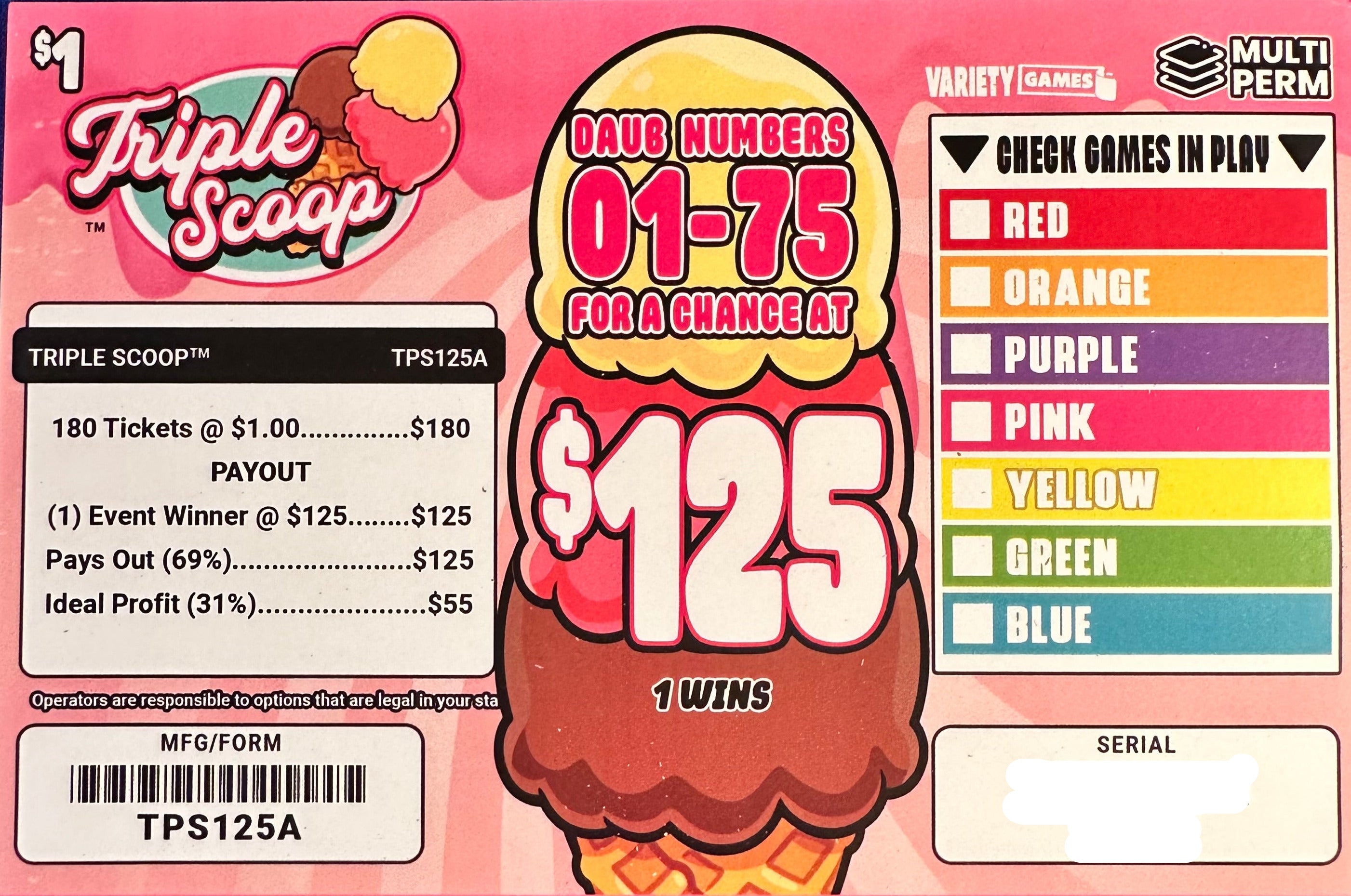 Triple Scoop $125 180ct