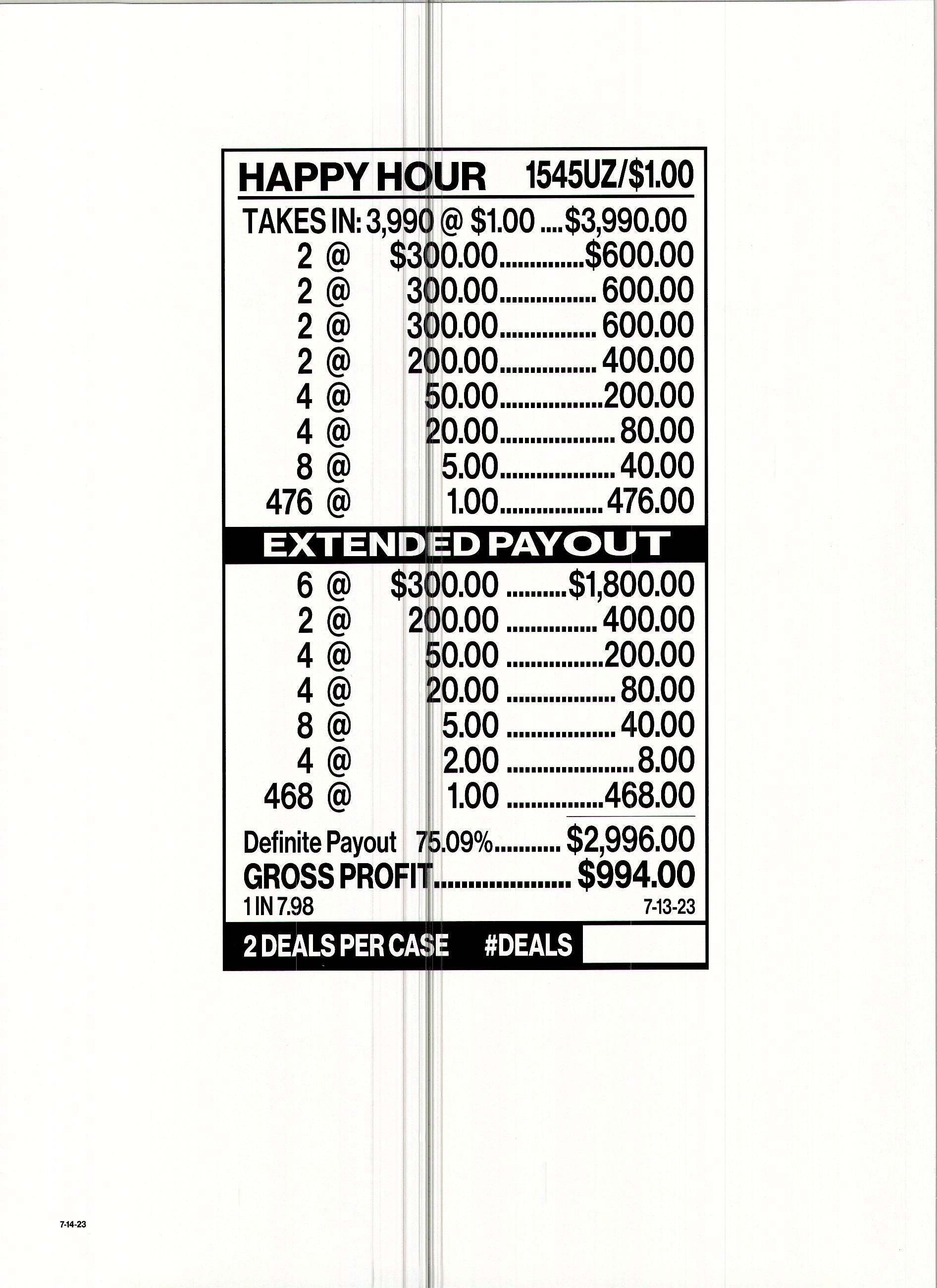 Happy Hour $1 6@$300