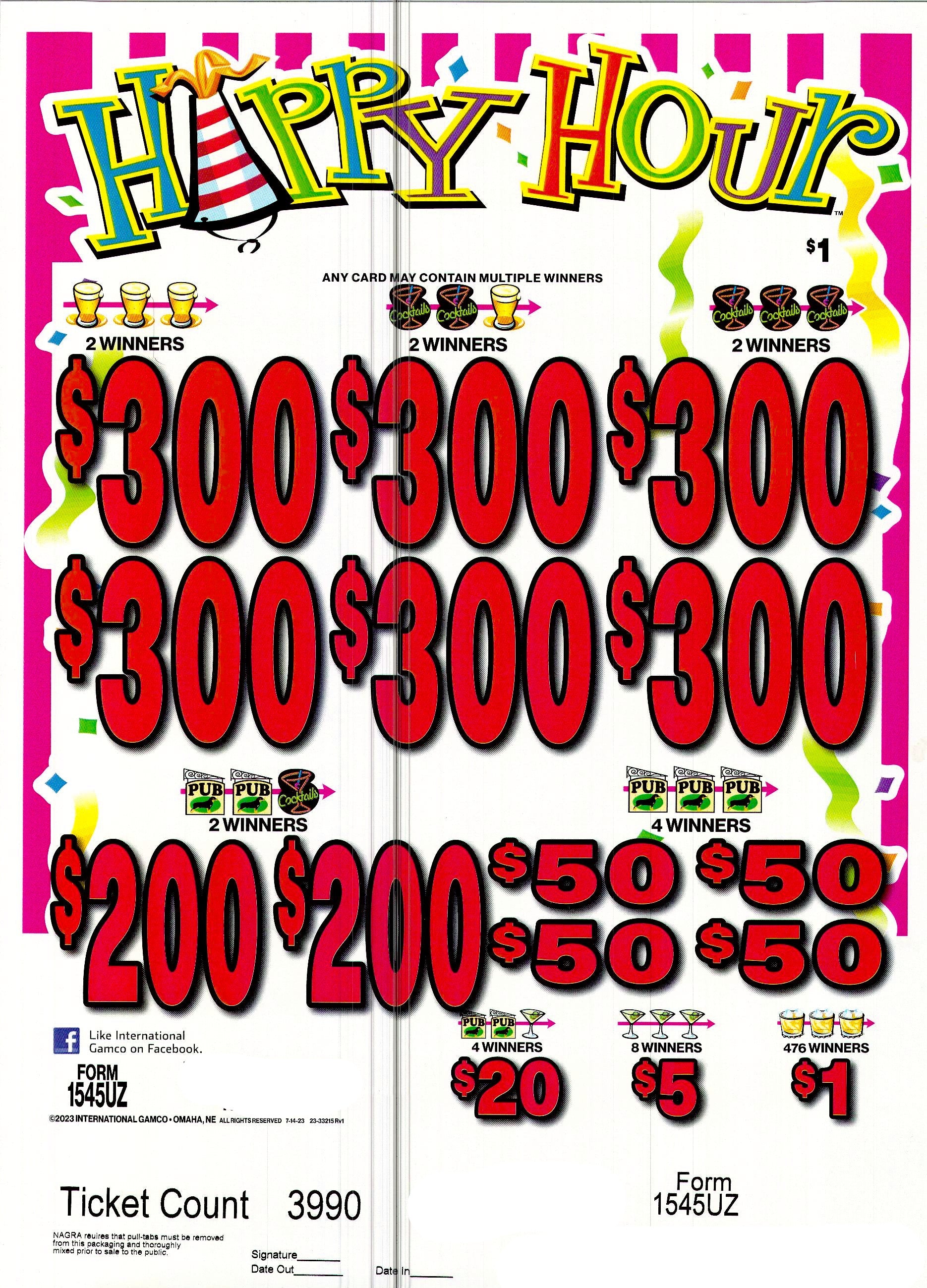 Happy Hour $1 6@$300