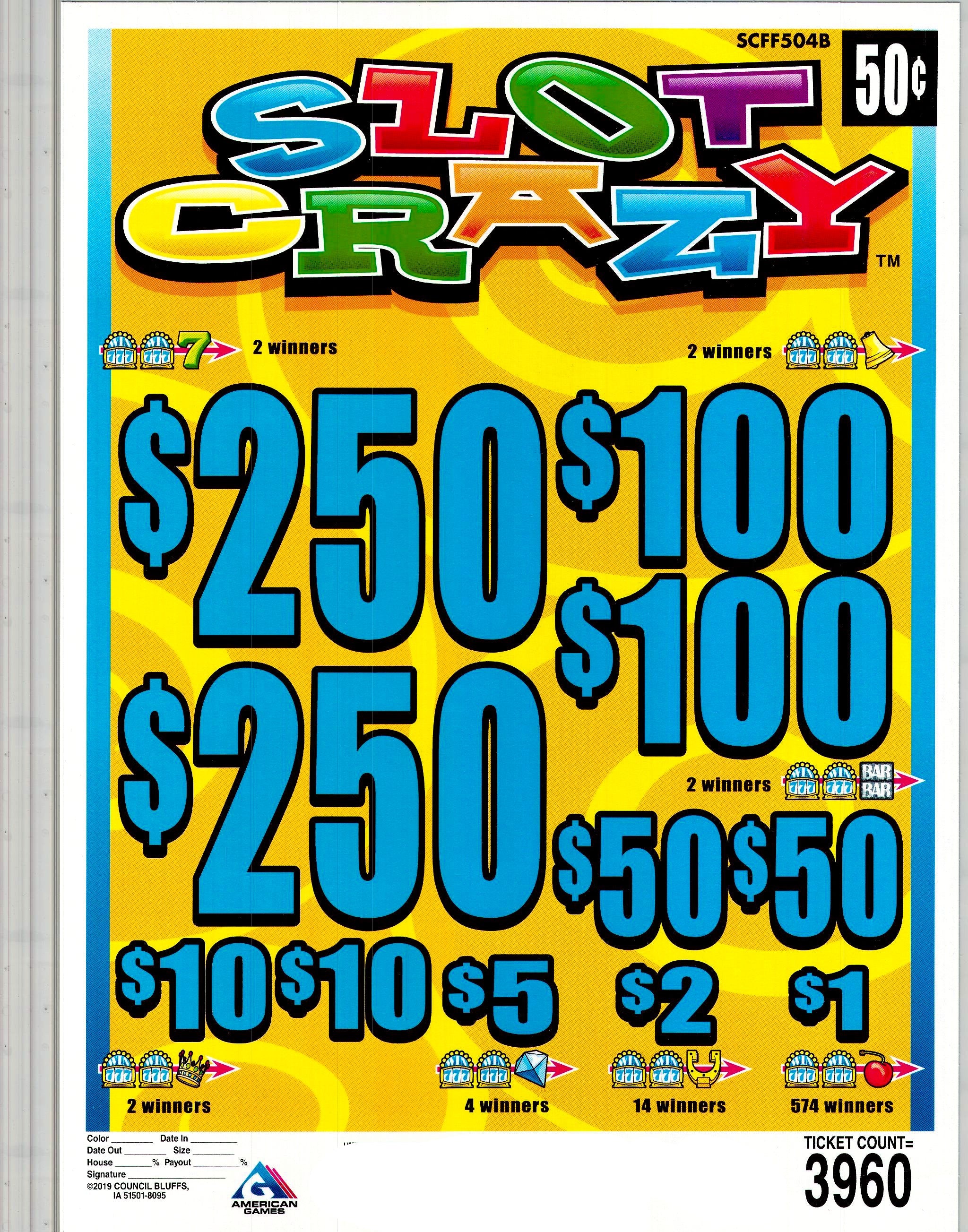 Slot Crazy $0.50 2@$250