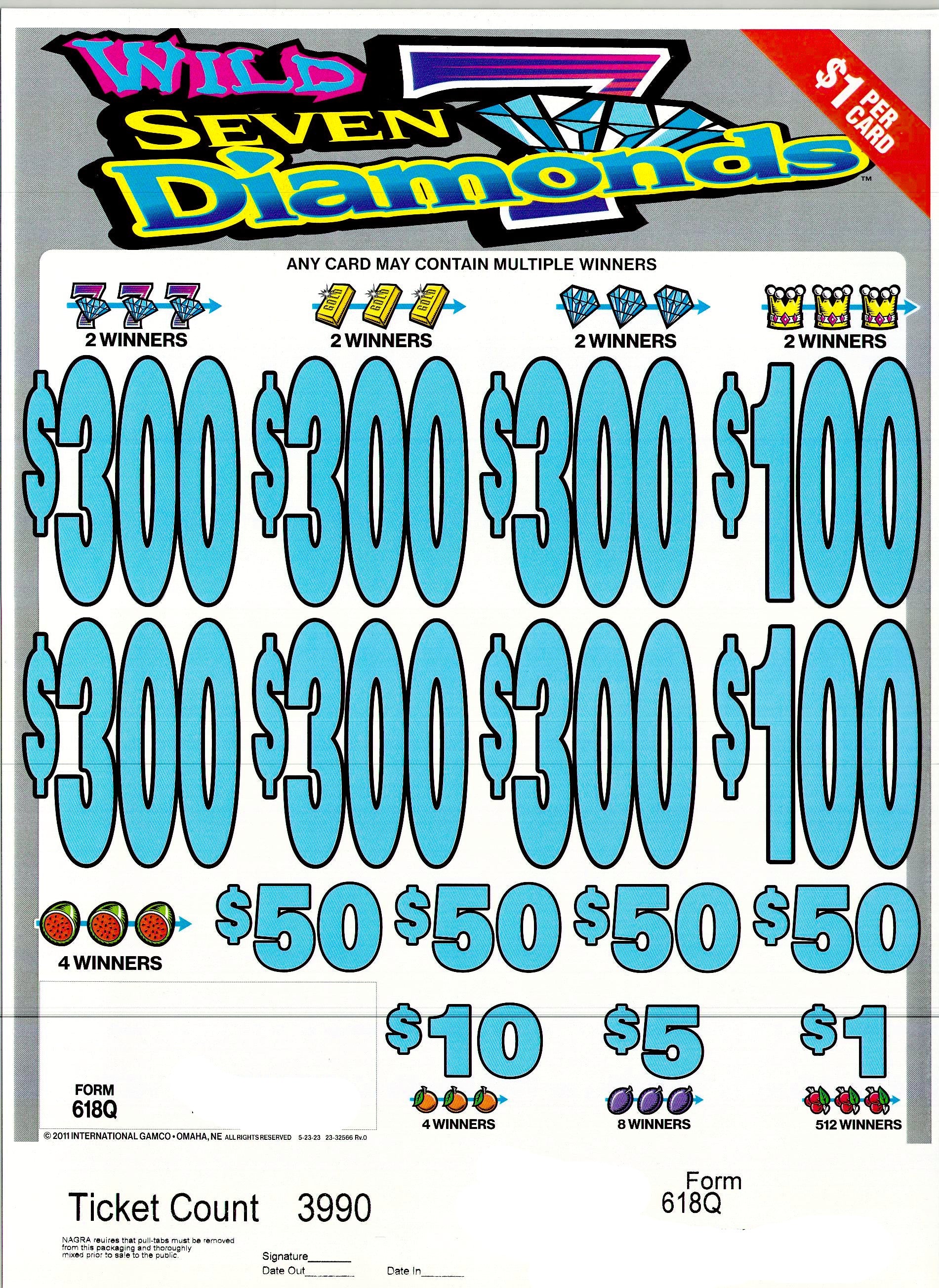 Wild 7 Diamonds $1 6@$300