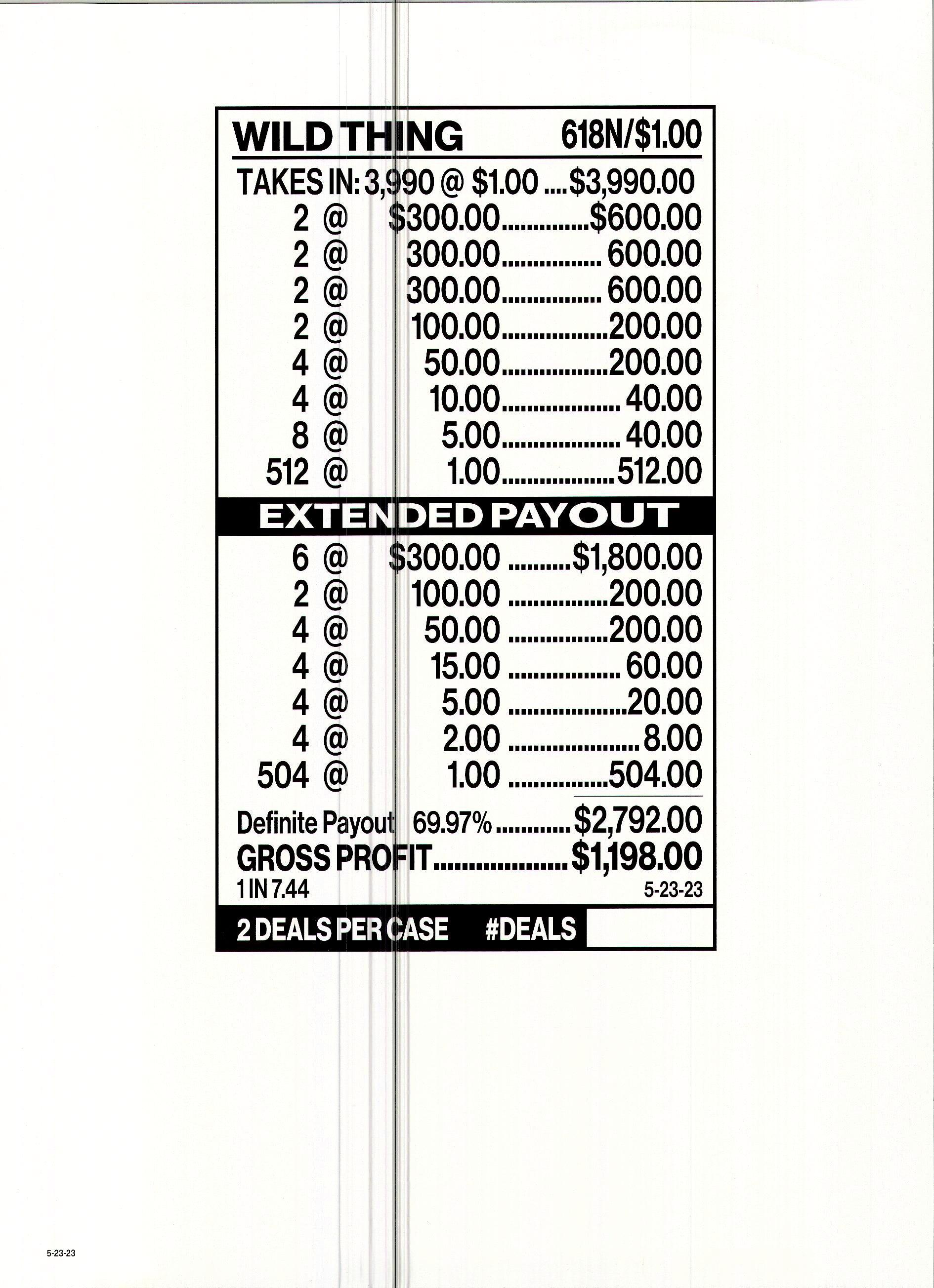 Wild Thing $1 6@$300